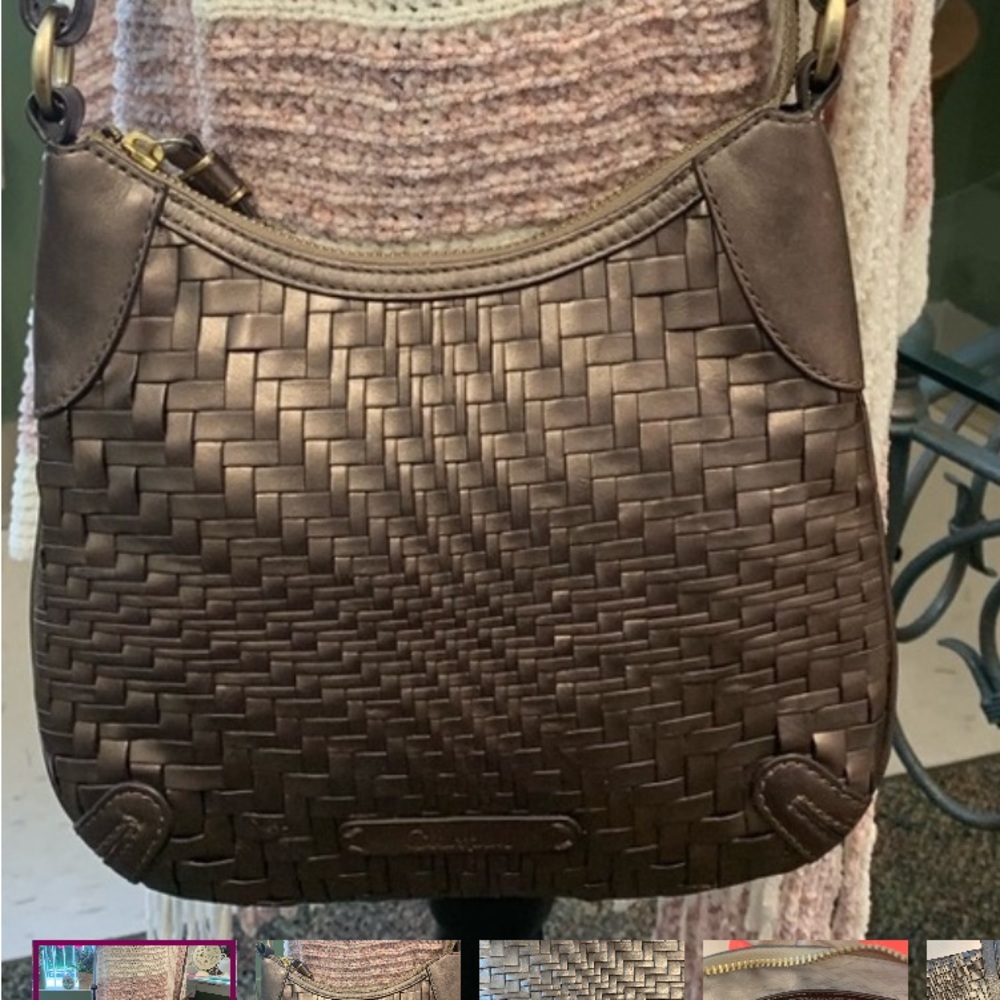 Cole Haan Crossbody Bronze Leather Woven Bag in Amazing Condition! Subtle.